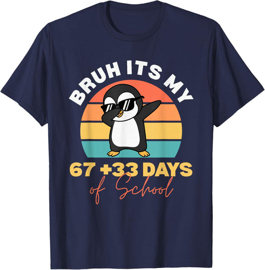Bruh Its My 67 +33 Days of School 100th Day Dab Kids Boys T-Shirt - T-Shirt | Navy