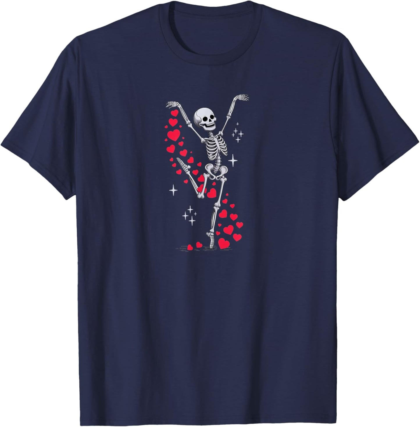 Valentine’s Day Skeleton Ballerina with Hearts Ballet Girl T-Shirt - T-Shirt | Navy