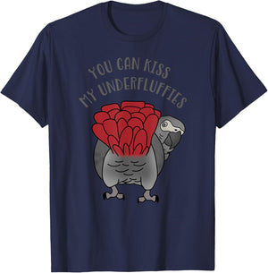 You can Kiss My Underfluffies African Grey Parrot Birb T-Shirt - T-Shirt | Navy