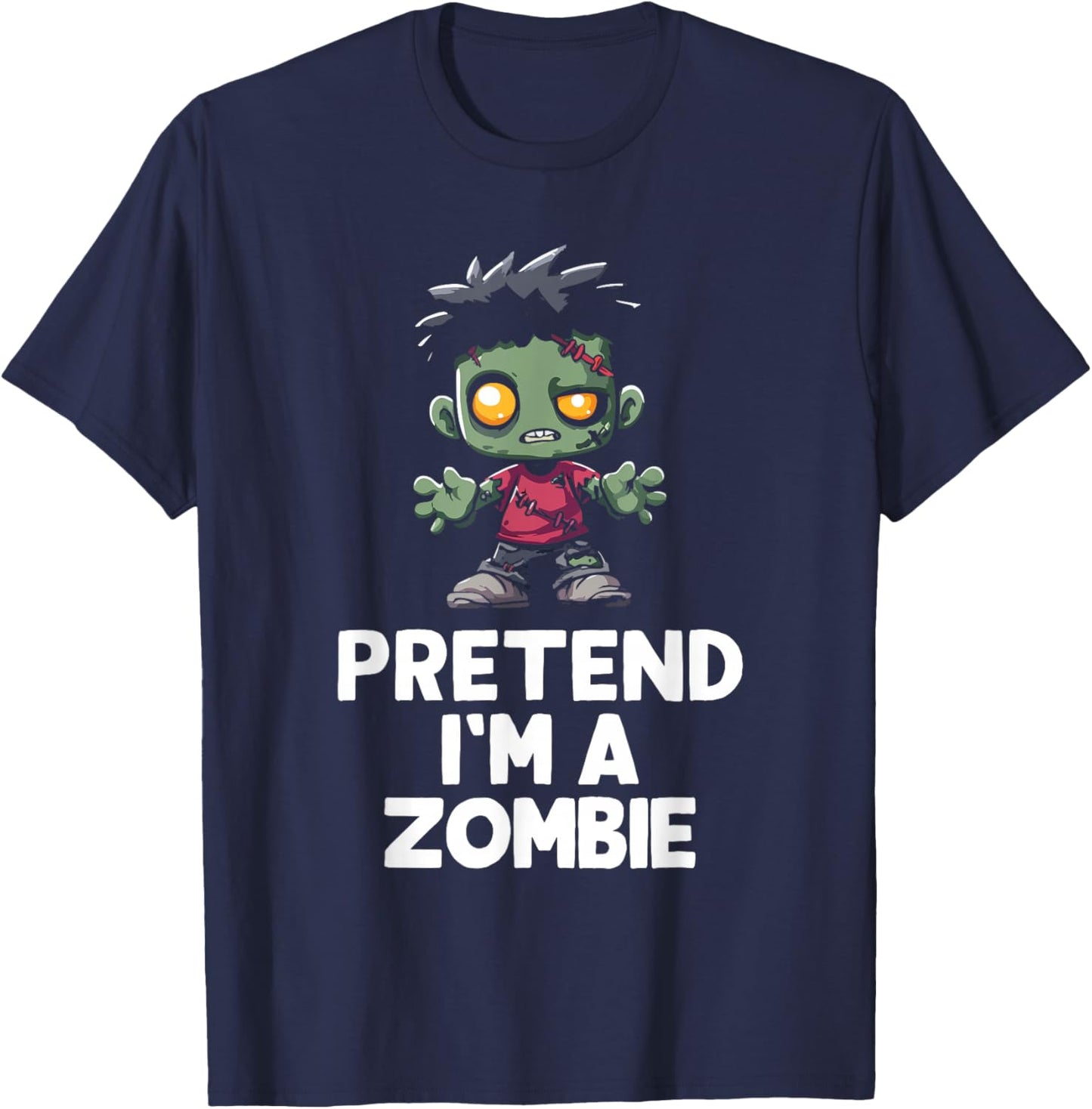 Easy Pretend I'm A Zombie Costume Halloween Funny T-Shirt - T-Shirt | Navy