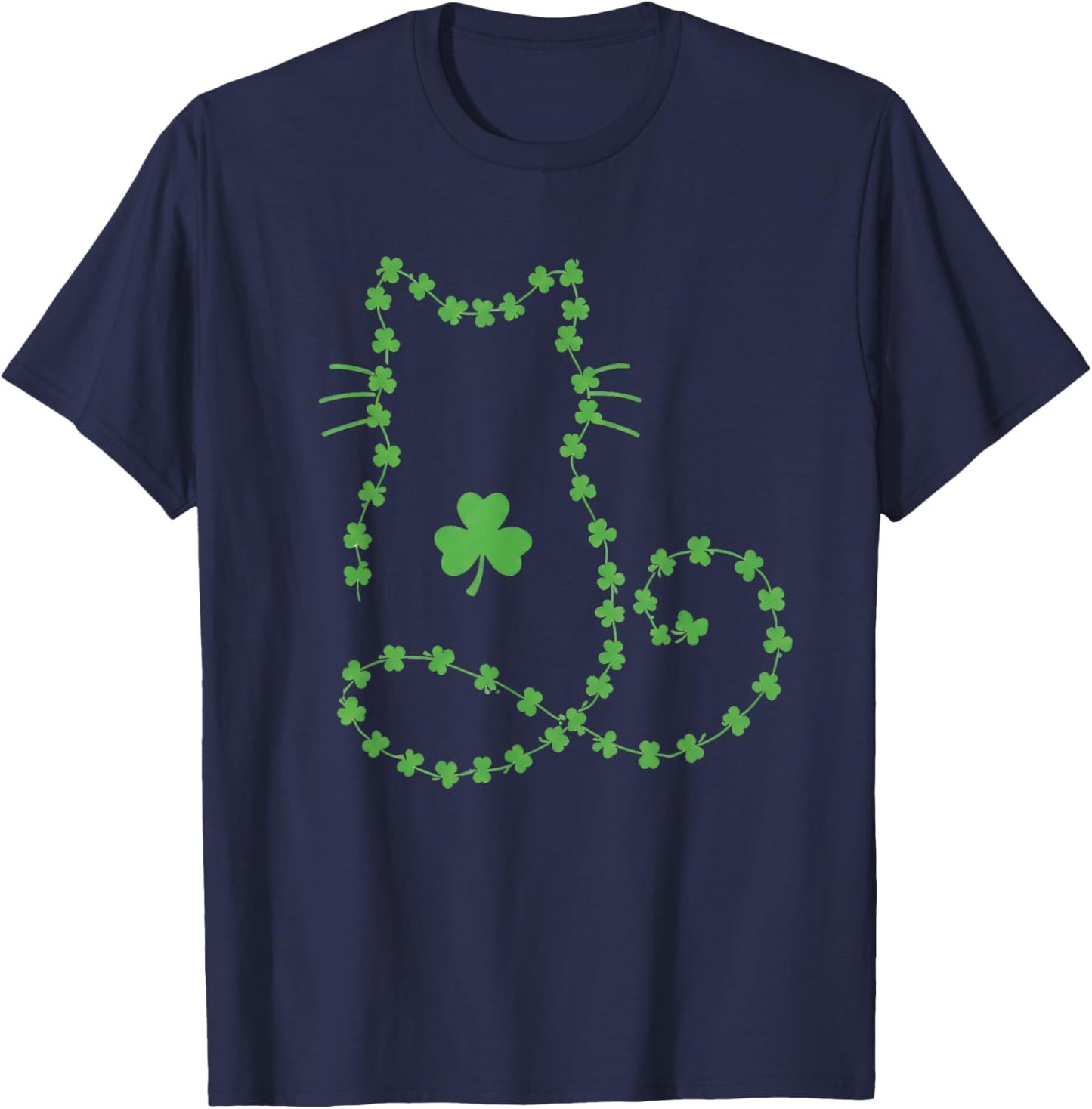 Cat St Patricks Day Shamrocks Retro Cute Kitten Lovers Pet T-Shirt - T-Shirt | Navy