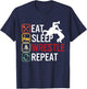 Eat Sleep Wrestle Repeat Wrestling Wrestler T-Shirt - T-Shirt | Navy