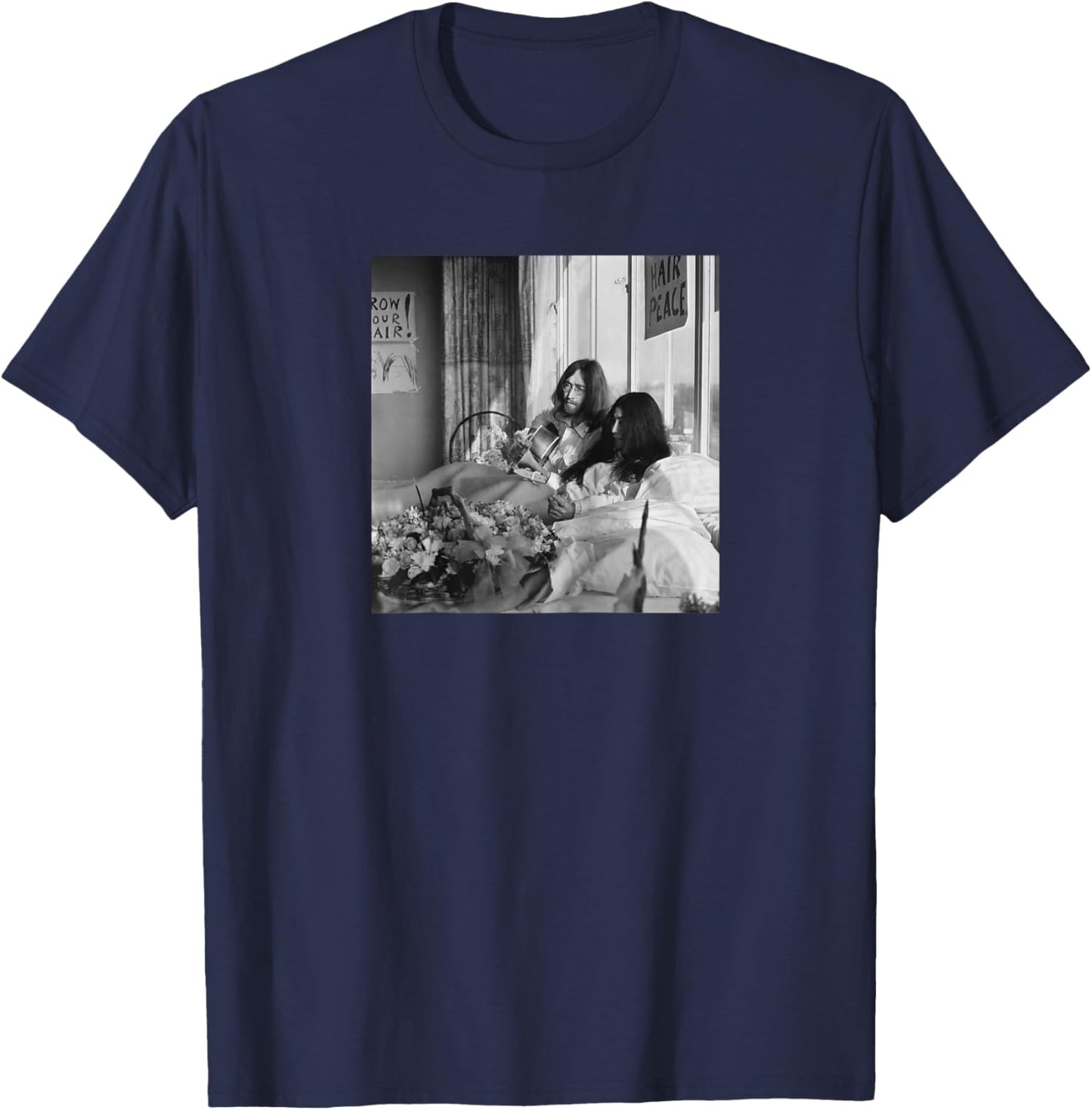 The Beatles John Lennon Yoko ONO Anti-War Bed-in 1969 Raglan Baseball T-Shirt - T-Shirt | Navy
