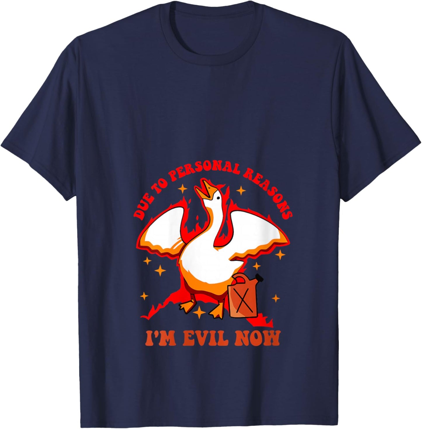 Women's Due to Personal Reasons I'm Evil Now Silly Goose Design V-Neck T-Shirt - T-Shirt | Navy