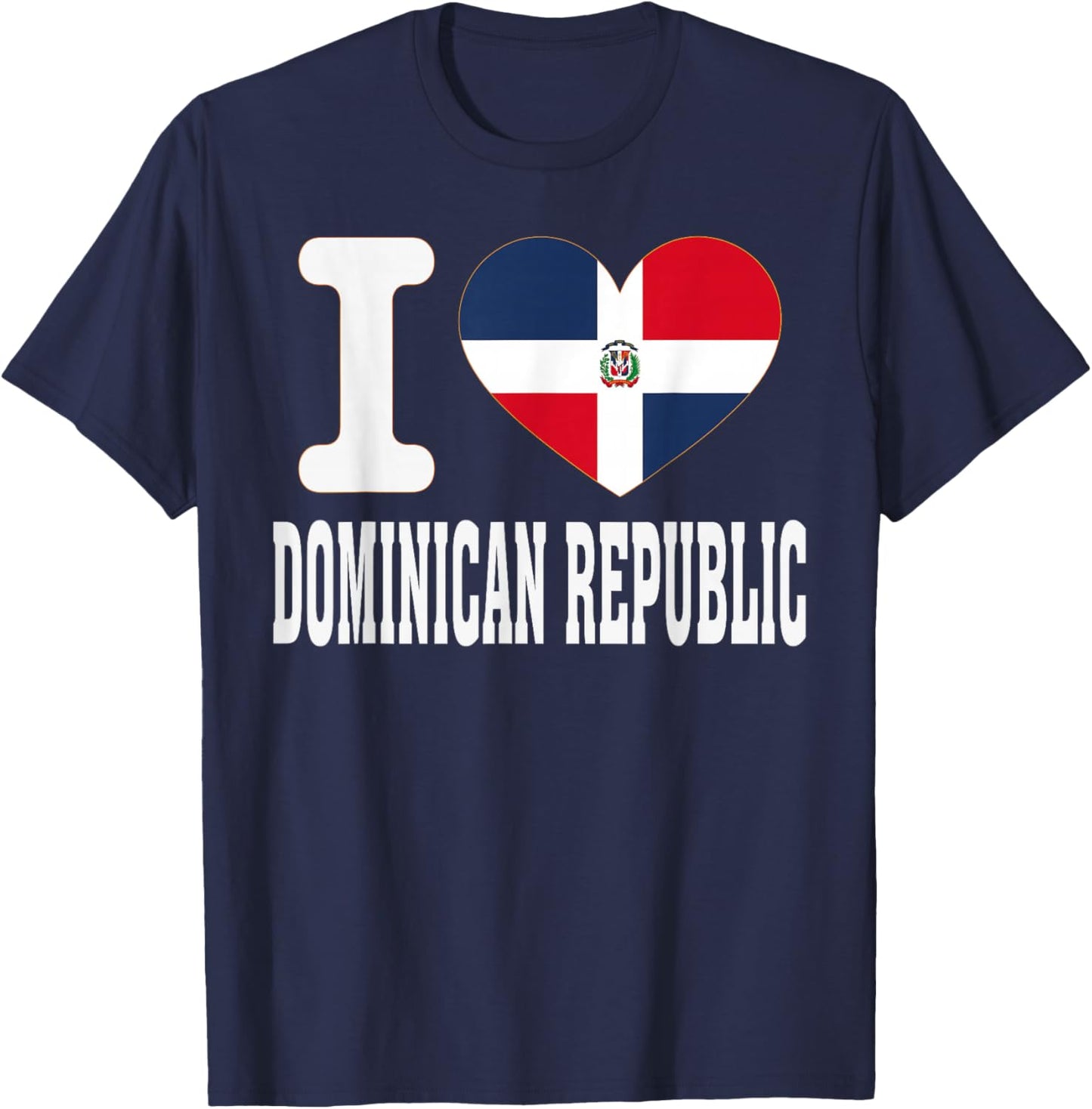 I Love Dominican Republic Heart Souvenir Lovers Pride Travel T-Shirt - T-Shirt | Navy
