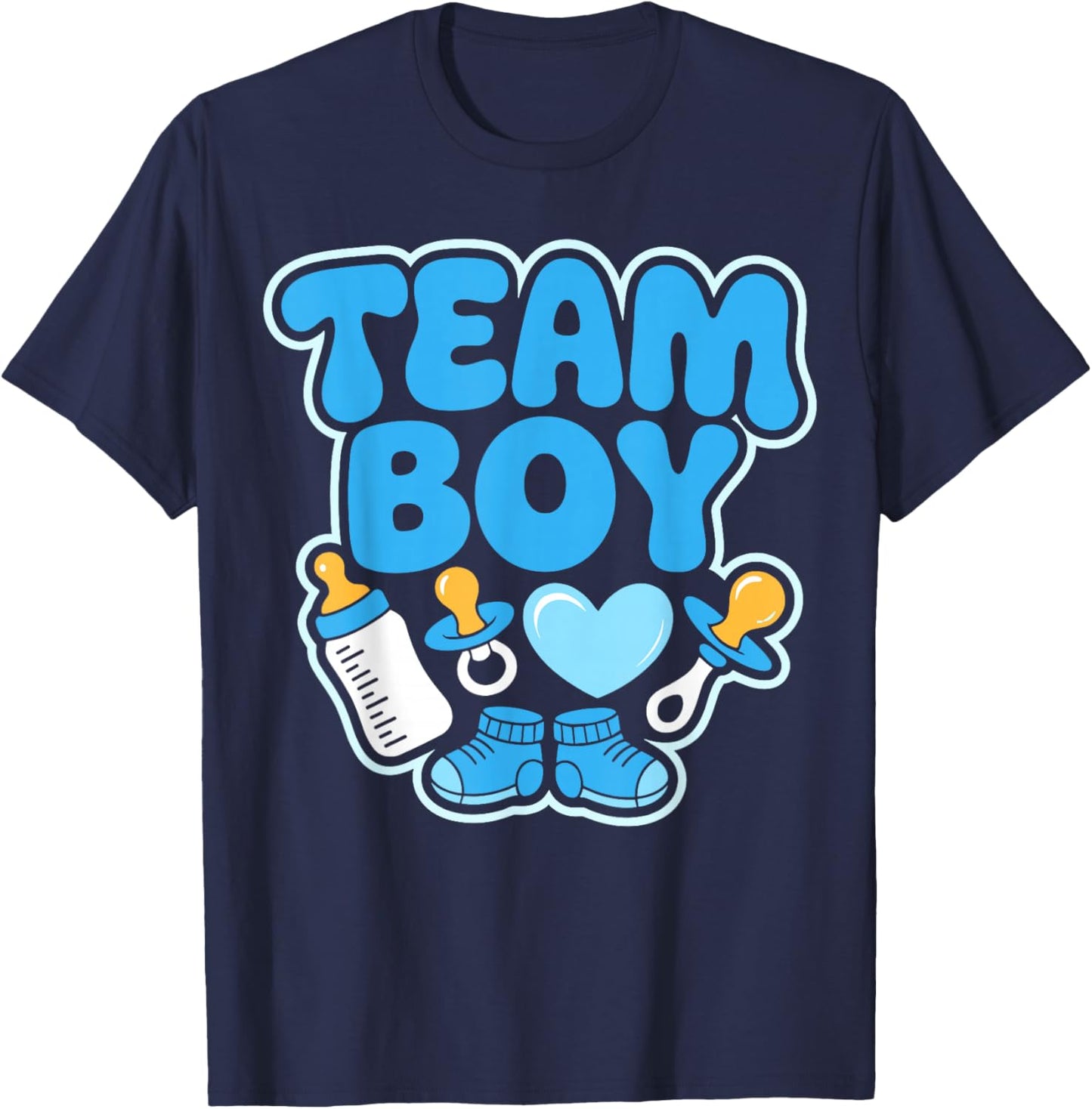 Gender Reveal Party Team Boy Announcement T-Shirt - T-Shirt | Navy
