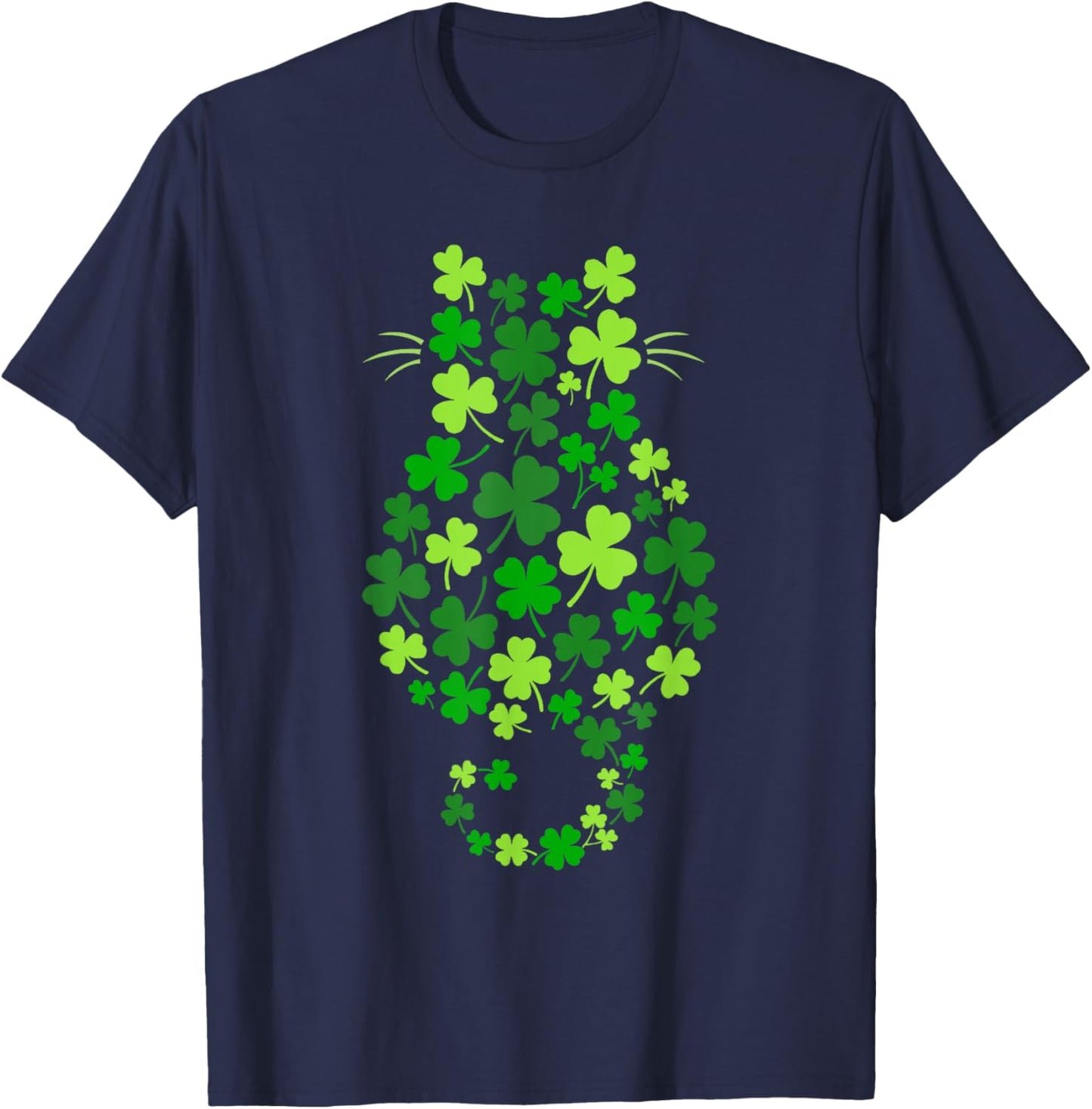 Cat Irish Shamrock Funny St. Patrick's Day T-Shirt - T-Shirt | Navy