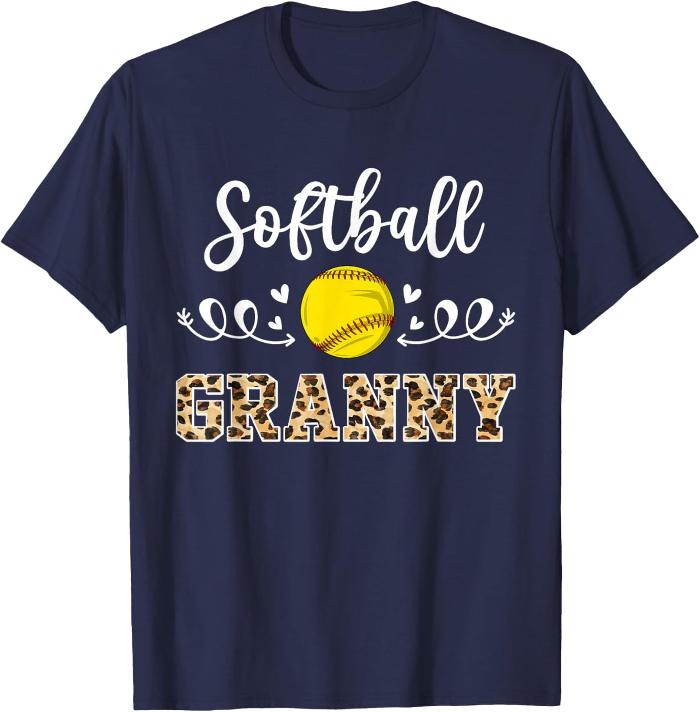Softball Granny Funny Softball Player Granny Leopard T-Shirt - T-Shirt | Navy