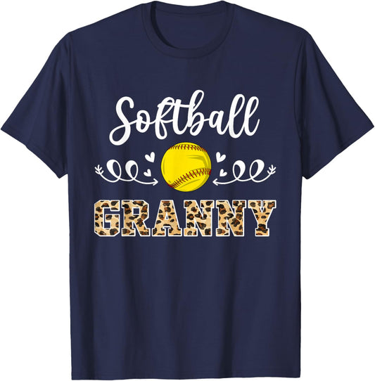 Softball Granny Funny Softball Player Granny Leopard T-Shirt - T-Shirt | Navy