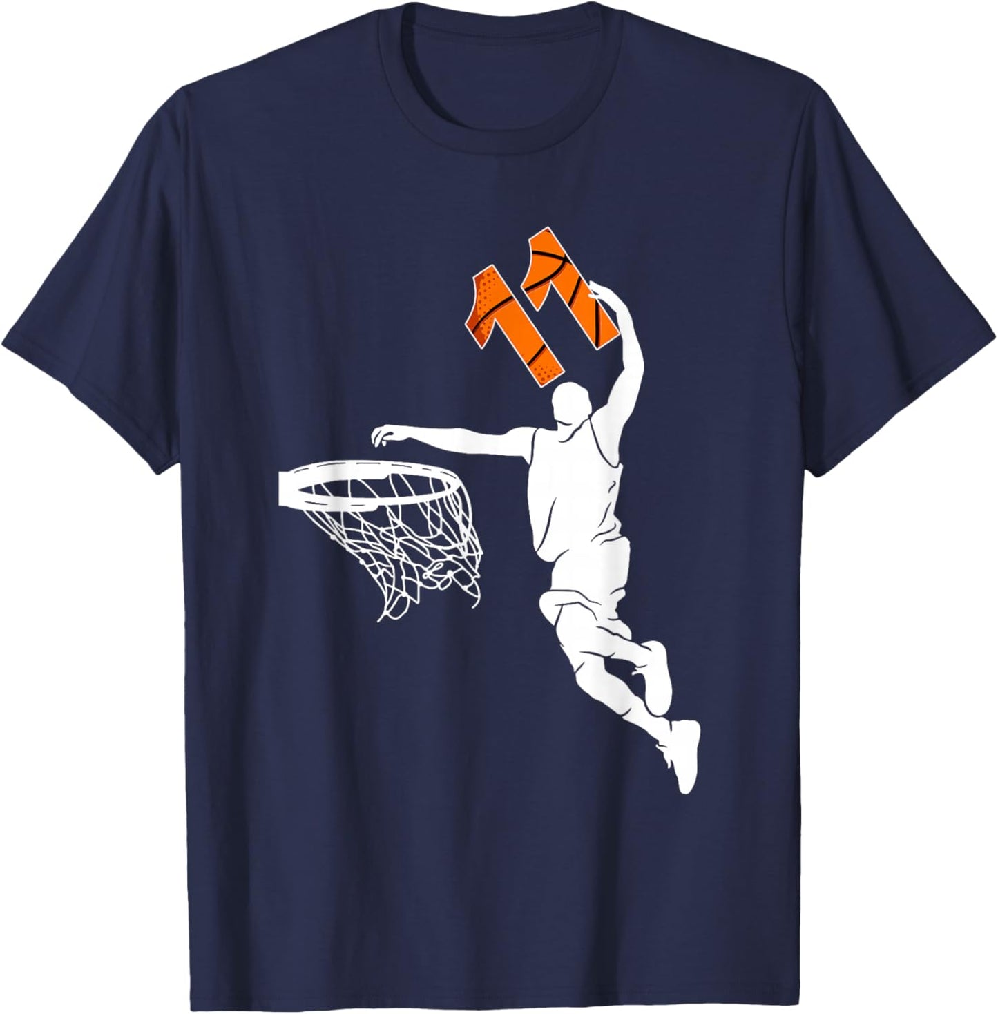 11 Year Old Birthday Boy 11th Birthday Basketball Party T-Shirt - T-Shirt | Navy