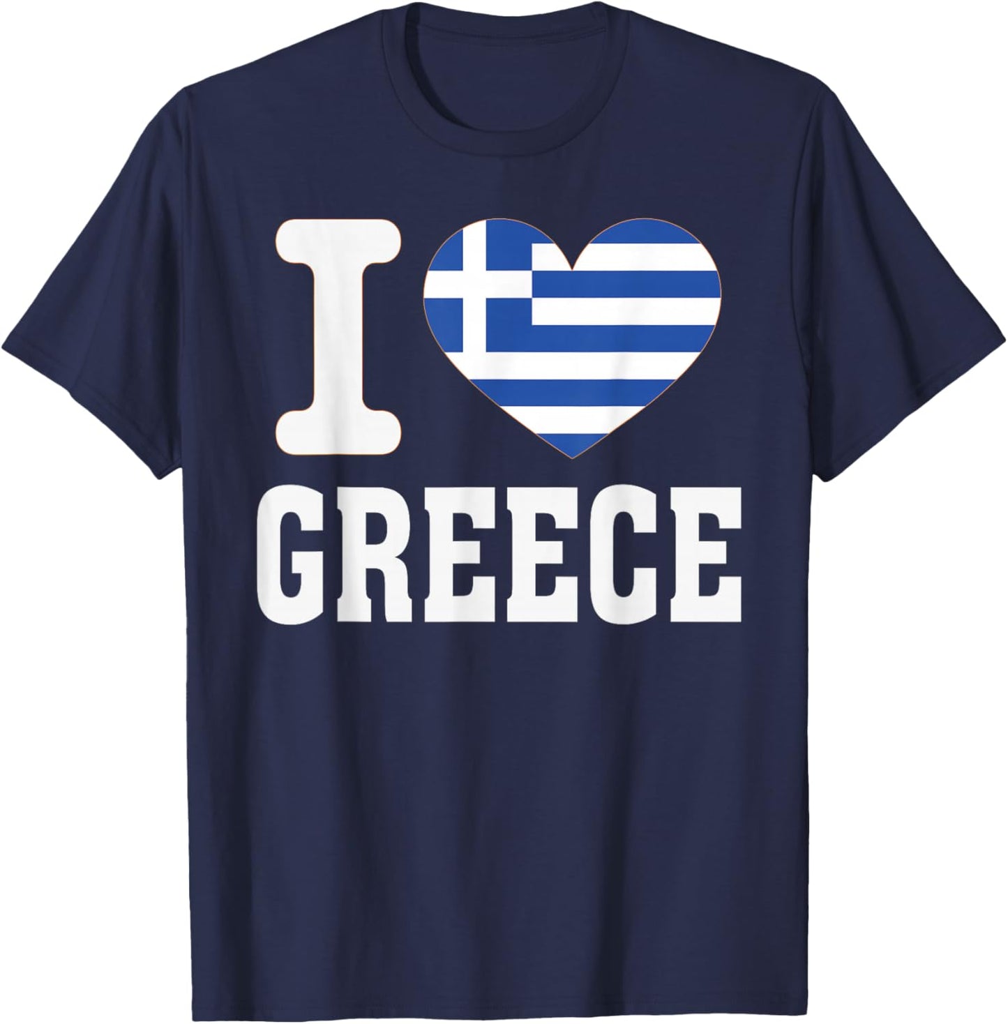 I Love Greece Heart Souvenir Lovers Pride Travel T-Shirt - T-Shirt | Navy