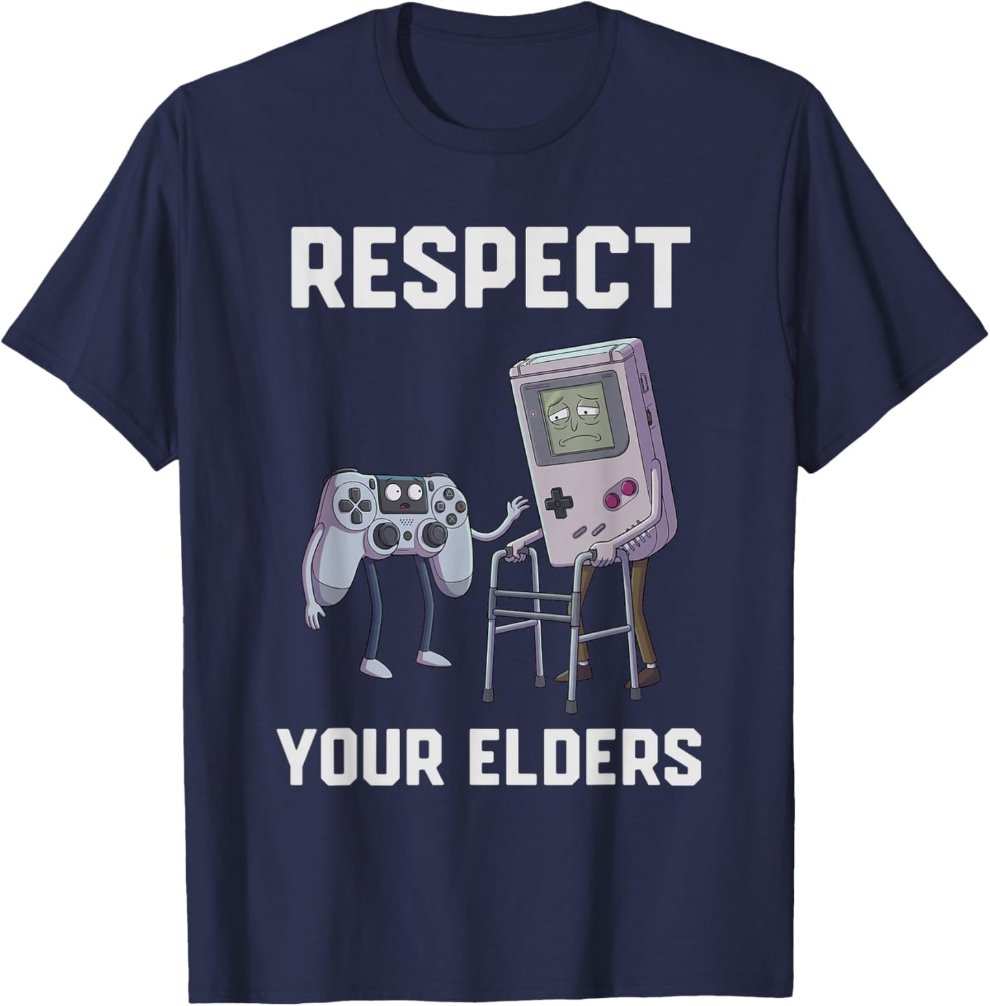 Respect Your Elders Control Vintage Retro Gaming Console T-Shirt - T-Shirt | Navy