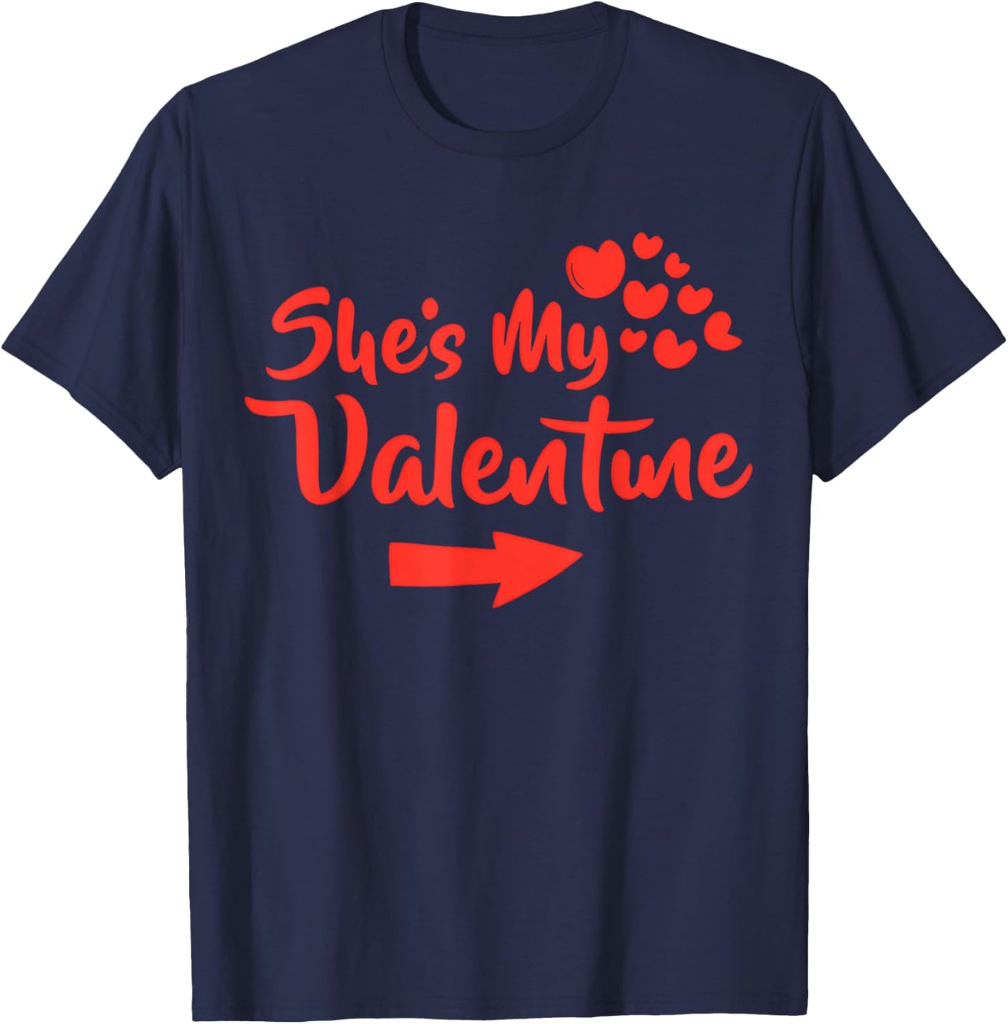 She is My Valentine Matching Couples Love Heart T-Shirt - T-Shirt | Navy