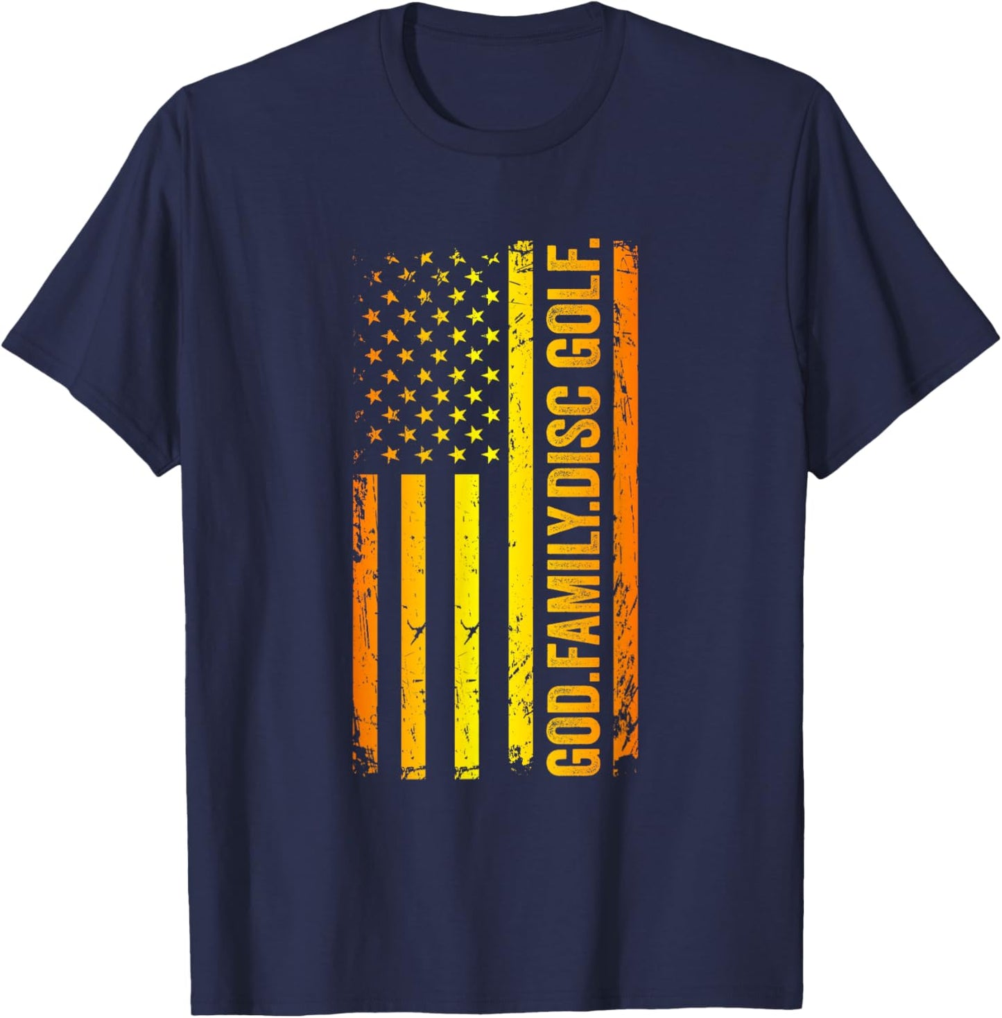 God Family Disc Golf US American Flag Father's Day Dad T-Shirt - T-Shirt | Navy
