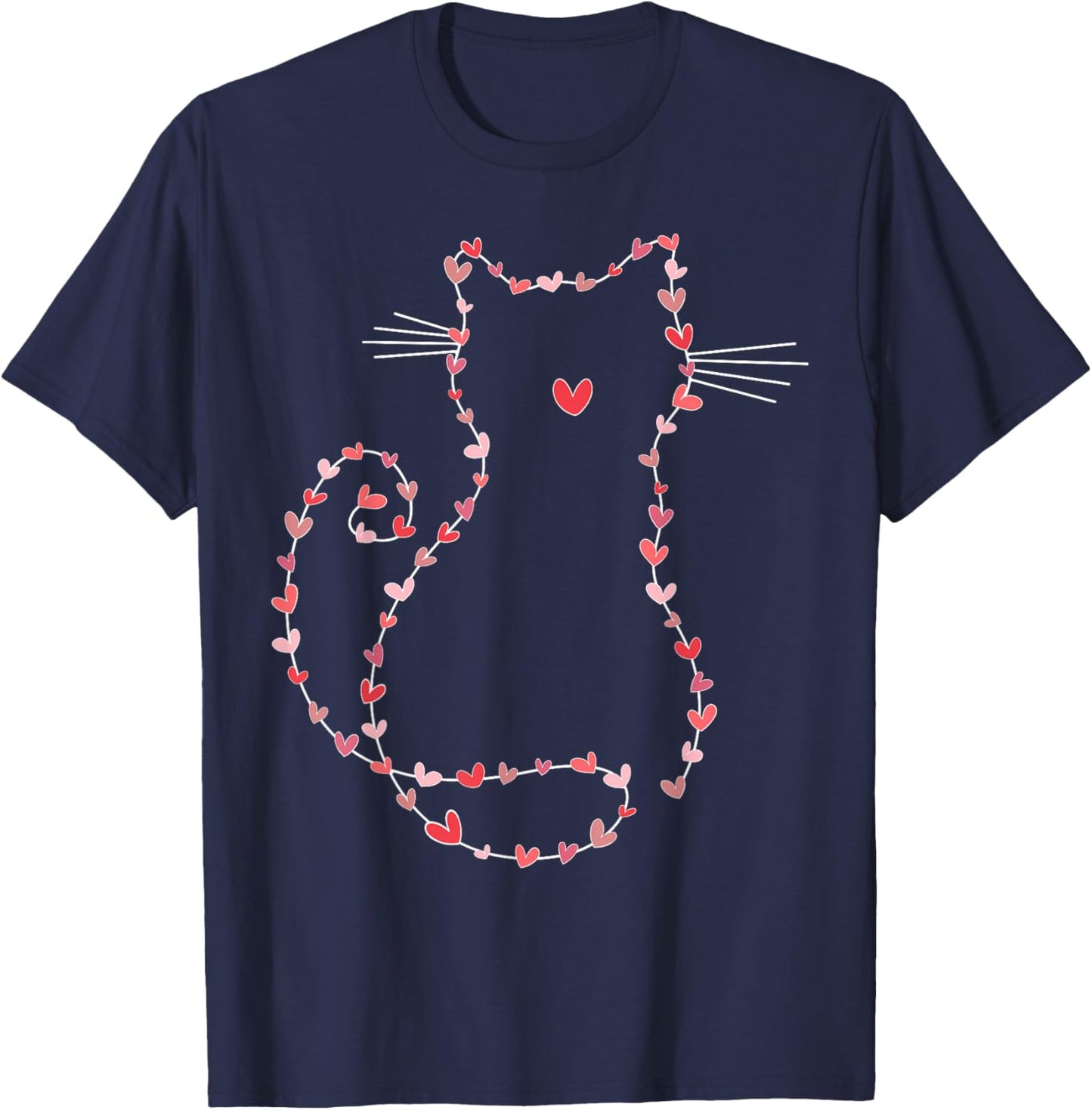 Cute Cat with Hearts Happy Valentines Boys Girls Kids T-Shirt - T-Shirt | Navy