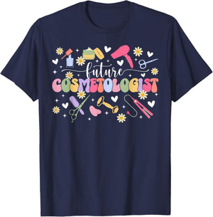 Future Cosmetologist in Progress Groovy Cosmetology Student T-Shirt - T-Shirt | Navy