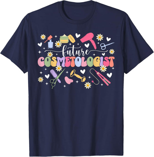 Future Cosmetologist in Progress Groovy Cosmetology Student T-Shirt - T-Shirt | Navy