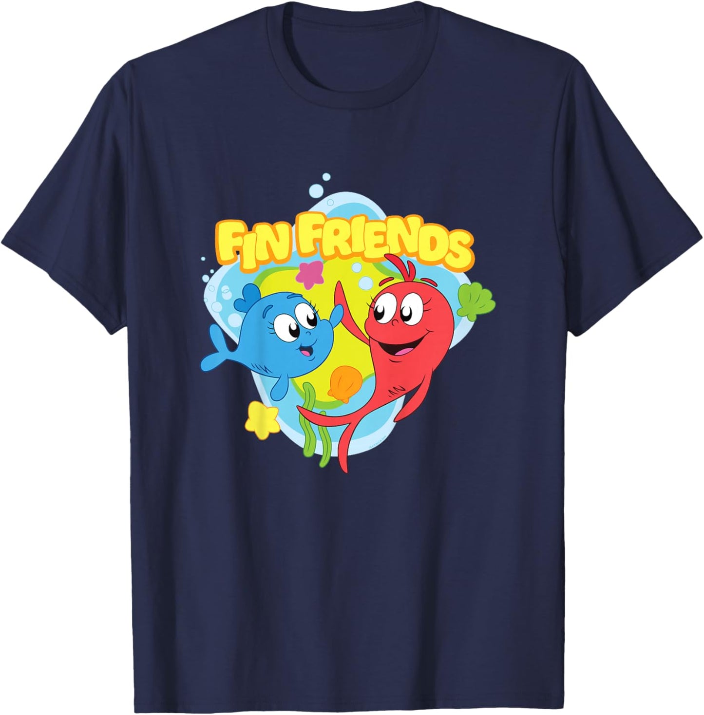 Red Fish, Blue Fish Fin Friends Officially Licensed Youth T-Shirt - T-Shirt | Navy