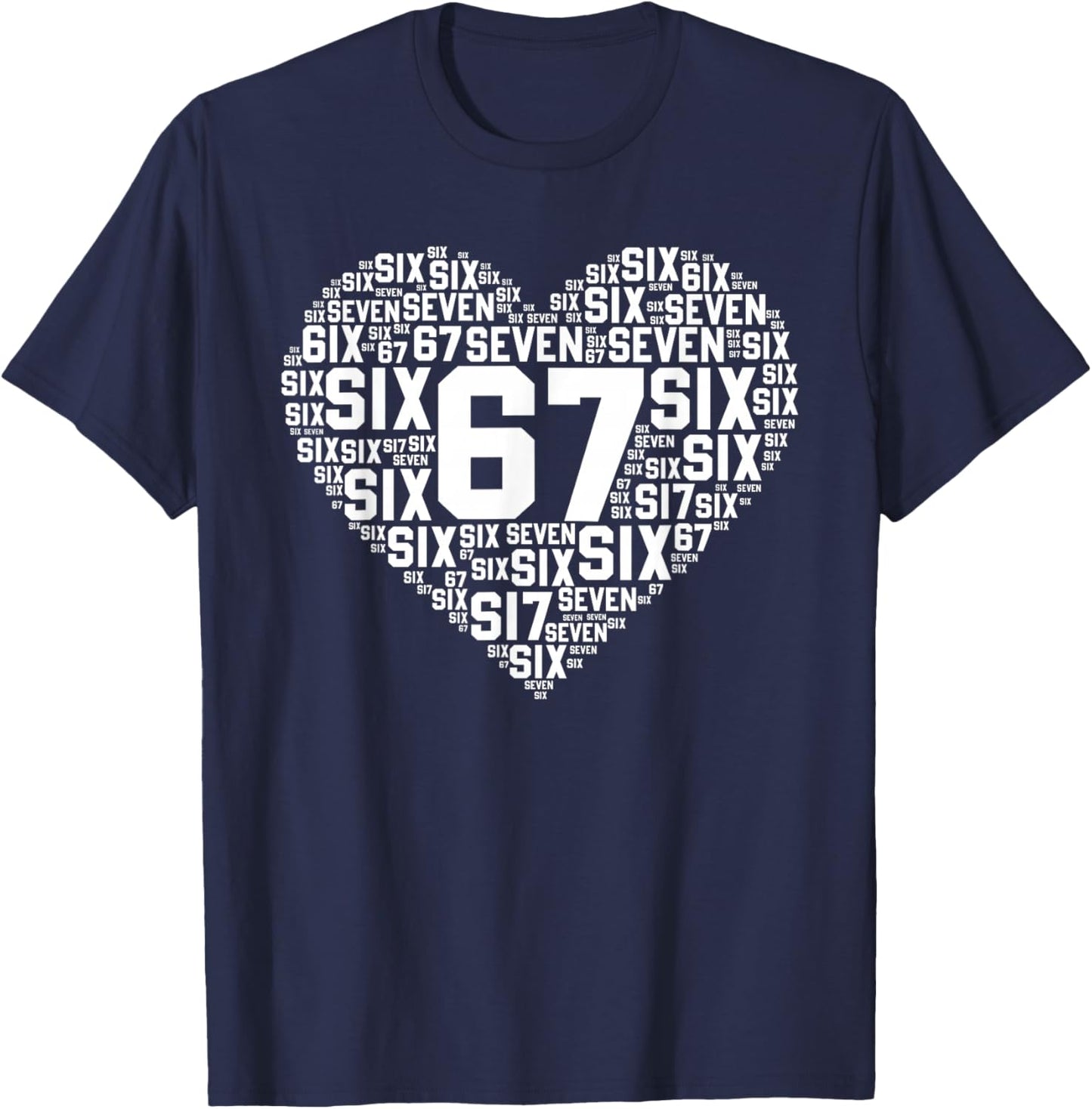 Funny 67 Meme Six Seven Heart Matching Couples Valentines T-Shirt - T-Shirt | Navy