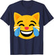 Funny Emoticon Cat with Laughing Tears Face T-Shirt - T-Shirt | Navy