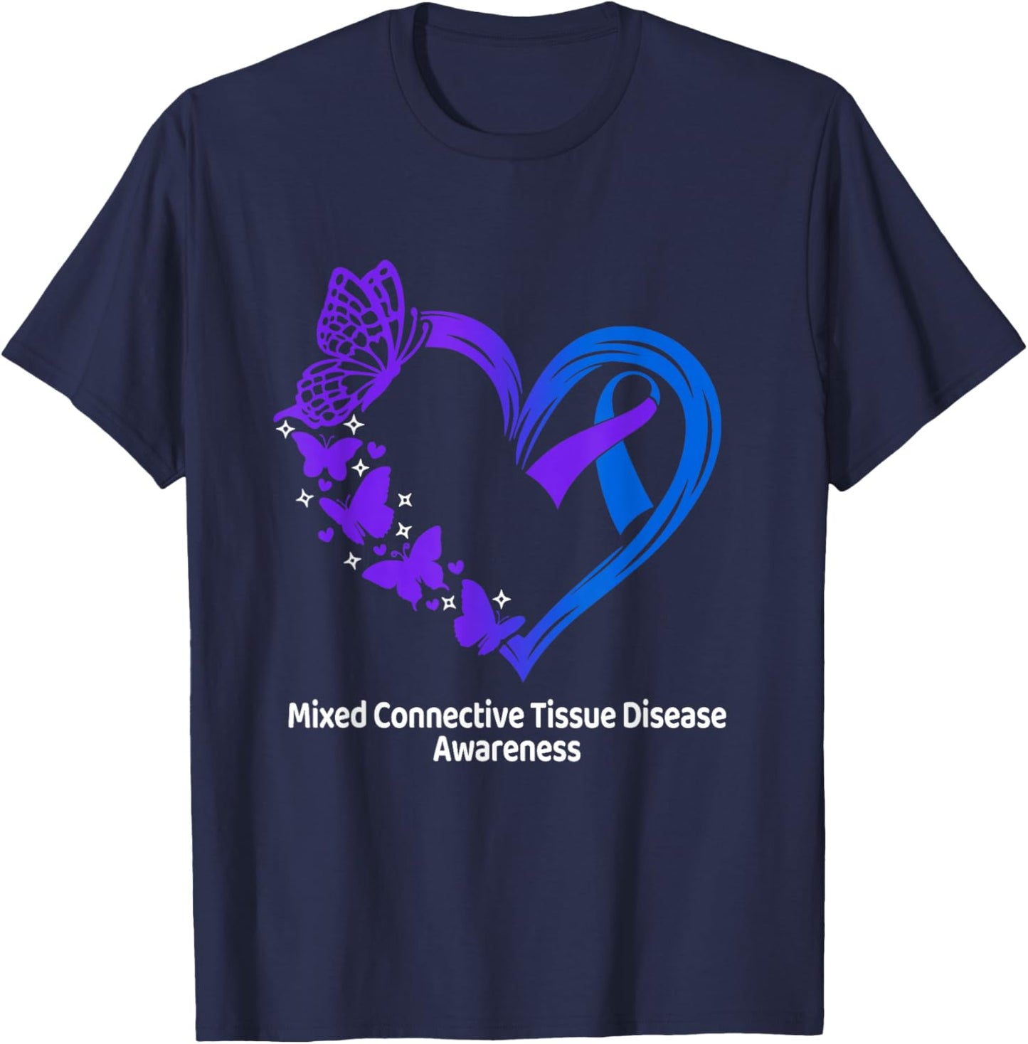 Mixed Connective Tissue Disease Awareness Heart MCTD Warrior T-Shirt - T-Shirt | Navy