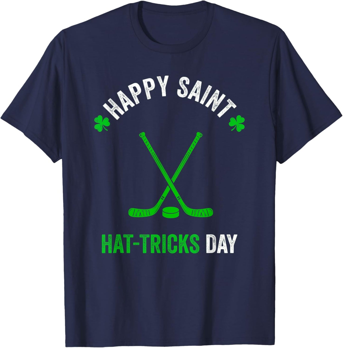 Hockey St Patricks Day Boys Men Shamrock Hockey T-Shirt - T-Shirt | Navy