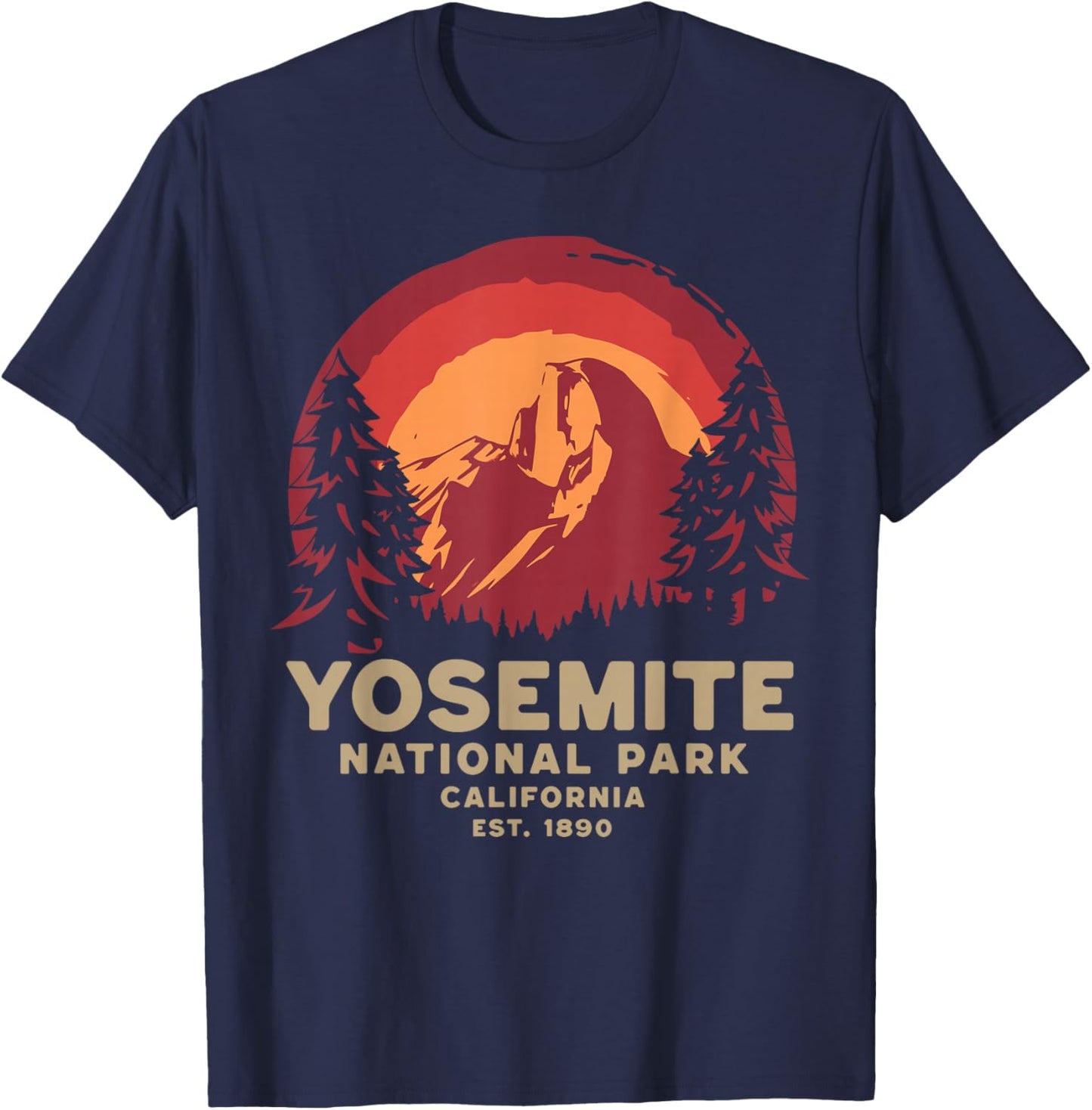 Yosemite National Park California USA Retro Vintage Nature T-Shirt - T-Shirt | Navy
