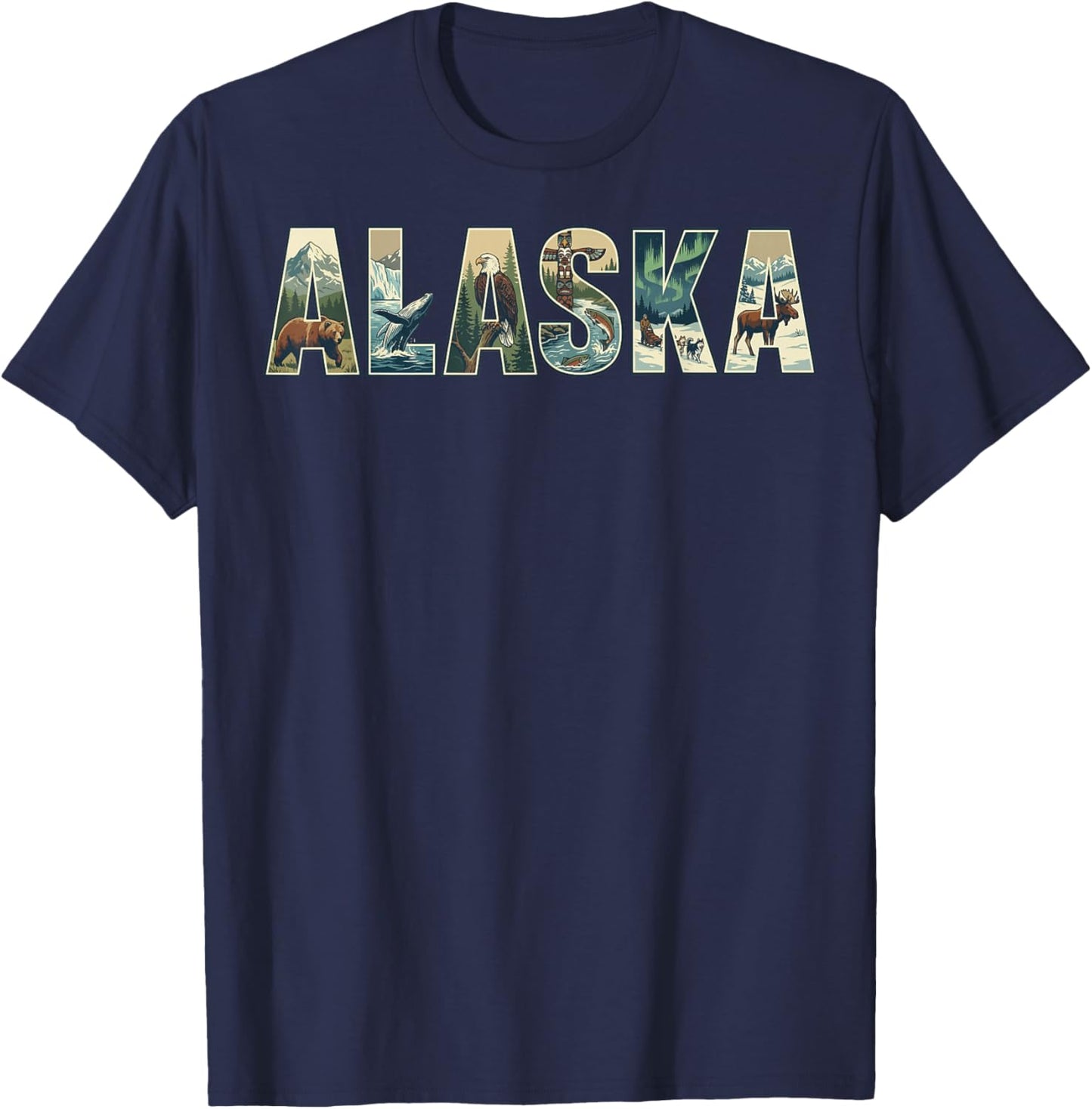 Alaska Wildlife Bear Hiking Moose T-Shirt - T-Shirt | Navy
