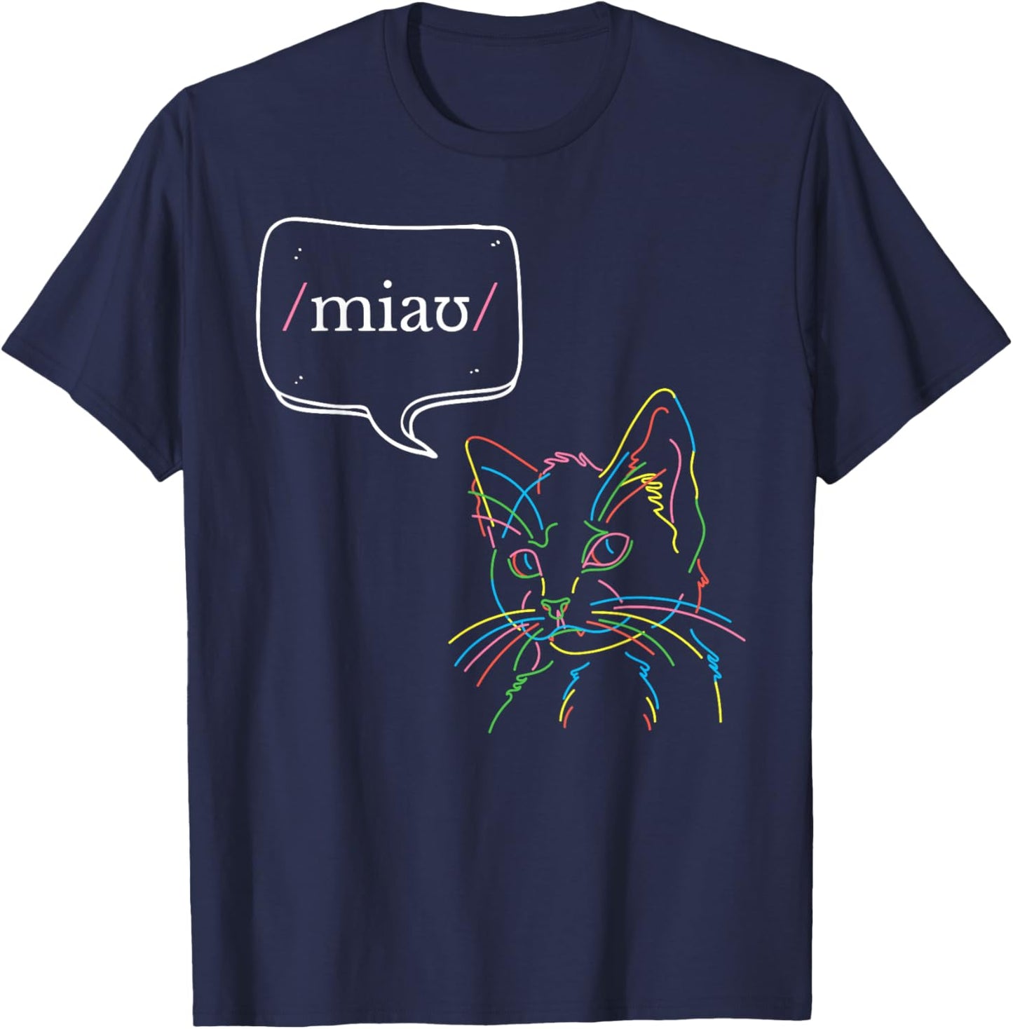 Rainbow Cat Phonetics SLP International Phonetic IPA Speech T-Shirt - T-Shirt | Navy