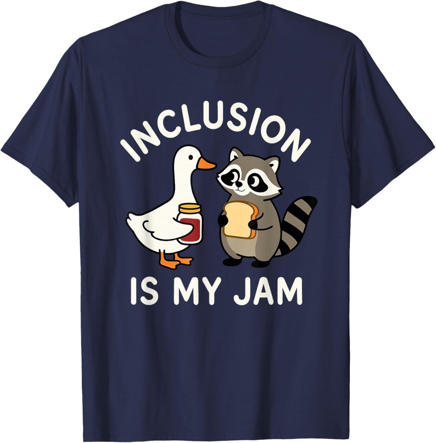 Inclusion is My Jam Goose & Raccoon AAC Neurodiversity SPED T-Shirt - T-Shirt | Navy