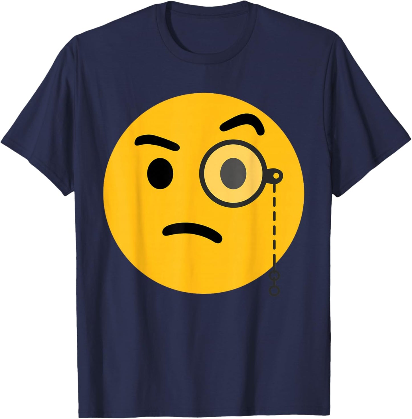 Funny Emoticon Face with Monocle T-Shirt - T-Shirt | Navy