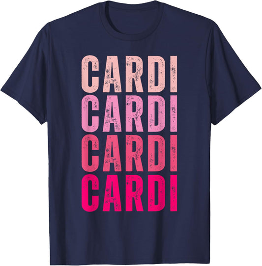 Vintage Cardi Personalized Name I Love Cardi T-Shirt - T-Shirt | Navy