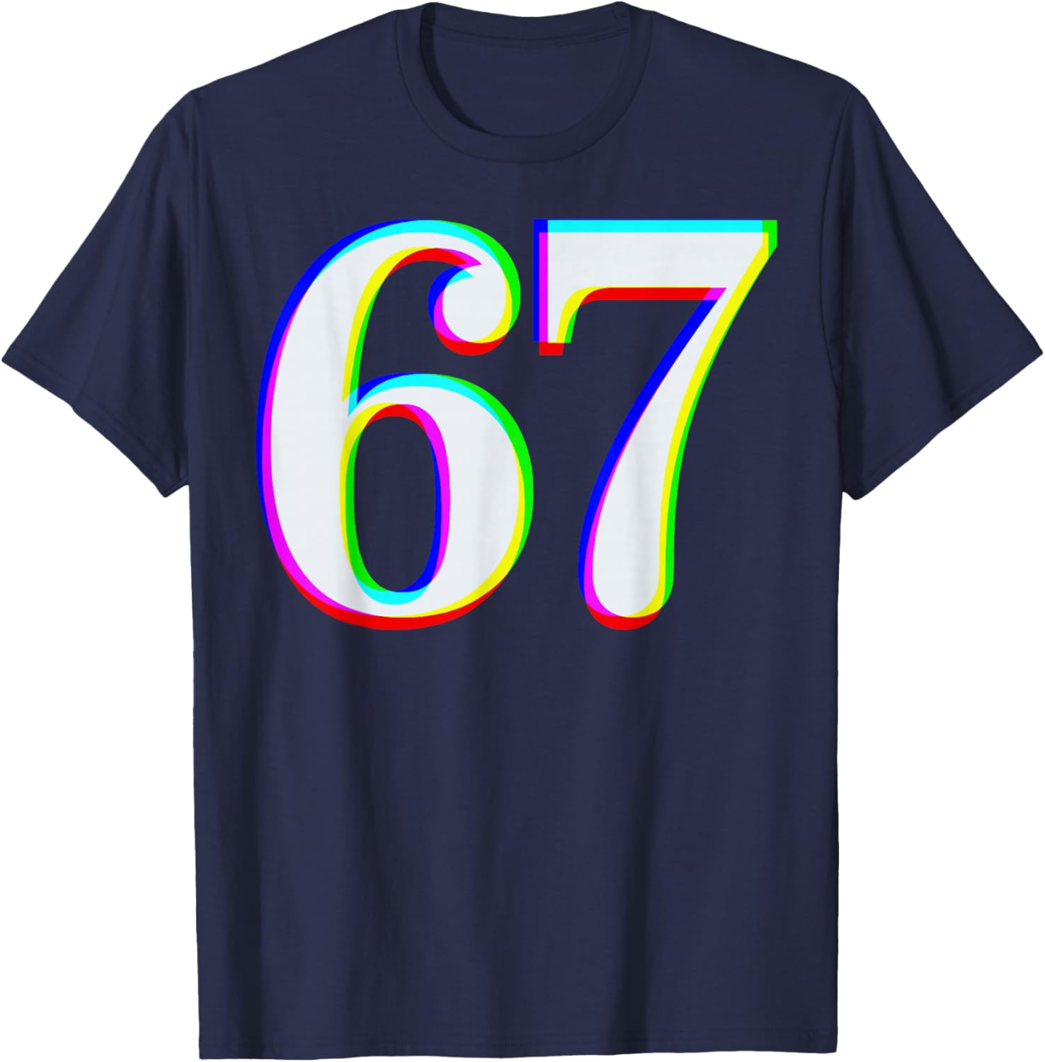 Funny Six Seven 67 Meme Gen Alpha Slang Brainrot Girl Boy T-Shirt - T-Shirt | Navy