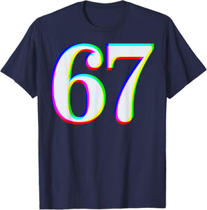 Funny Six Seven 67 Meme Gen Alpha Slang Brainrot Girl Boy T-Shirt - T-Shirt | Navy