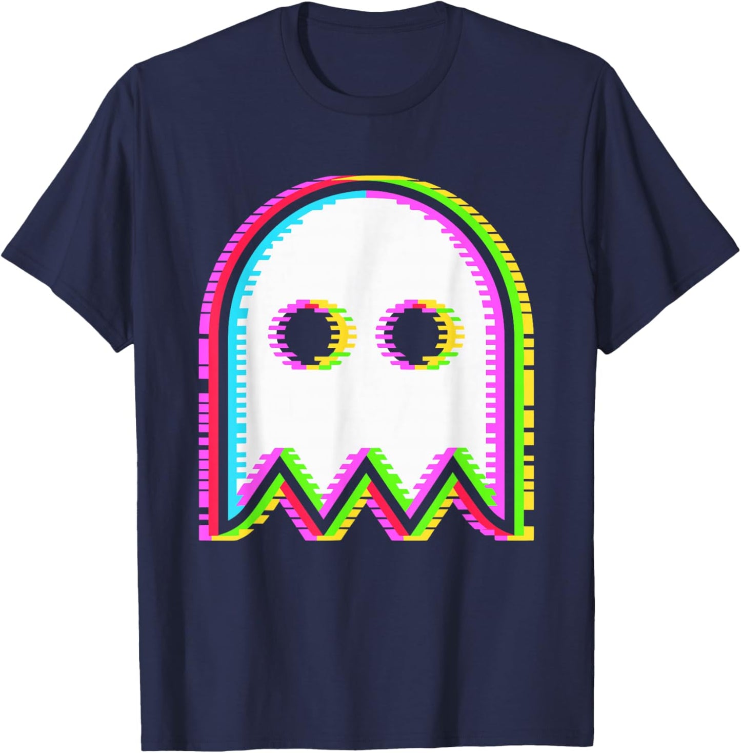 Glitchy Ghost Vaporwave House Music Rave Festival EDM Techno T-Shirt - T-Shirt | Navy
