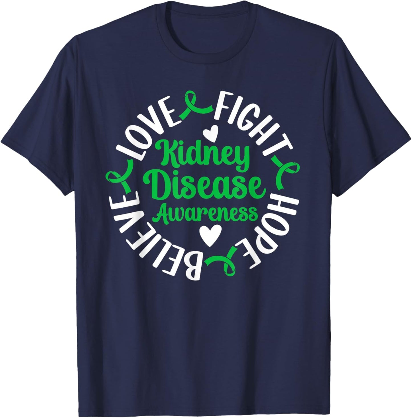 Fight Hope Kidney Disease Awareness Kidney Disease Survivor T-Shirt - T-Shirt | Navy