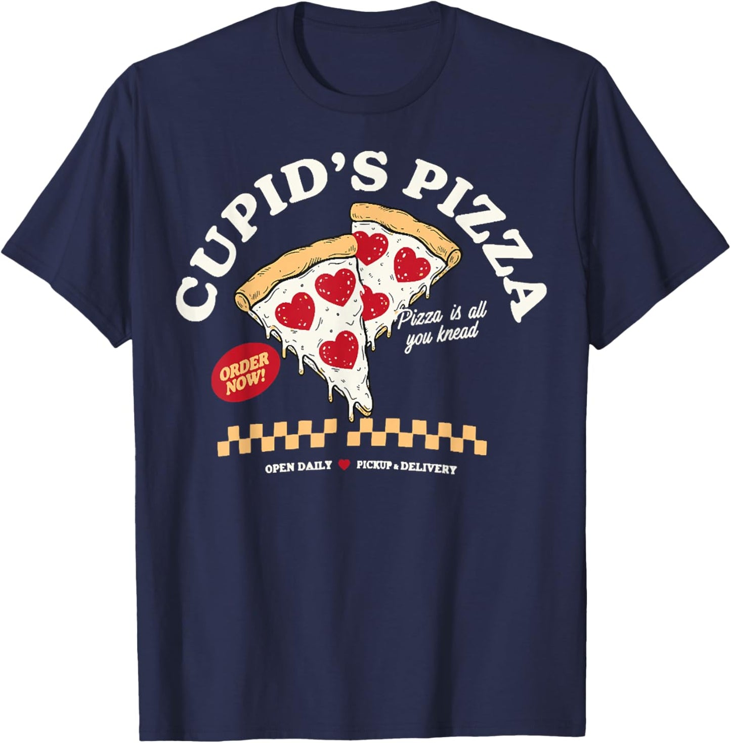 Funny Valentines Day Cupids’ Pizza Lover Outfit T-Shirt - T-Shirt | Navy