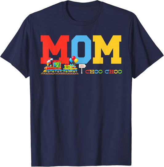 Train Birthday Mom T-Shirt - T-Shirt | Navy