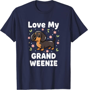 Grandparent Love My Grand Weenie Dachshund Granddog Grandma T-Shirt - T-Shirt | Navy