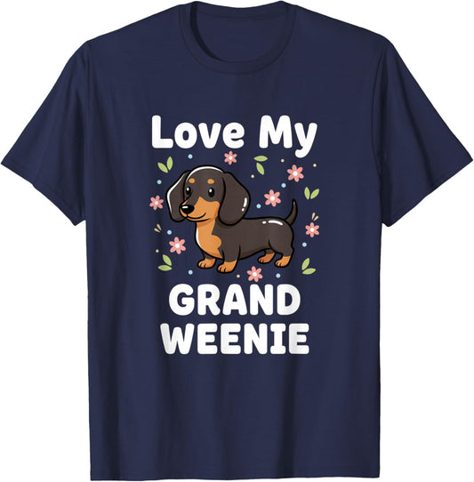 Grandparent Love My Grand Weenie Dachshund Granddog Grandma T-Shirt - T-Shirt | Navy