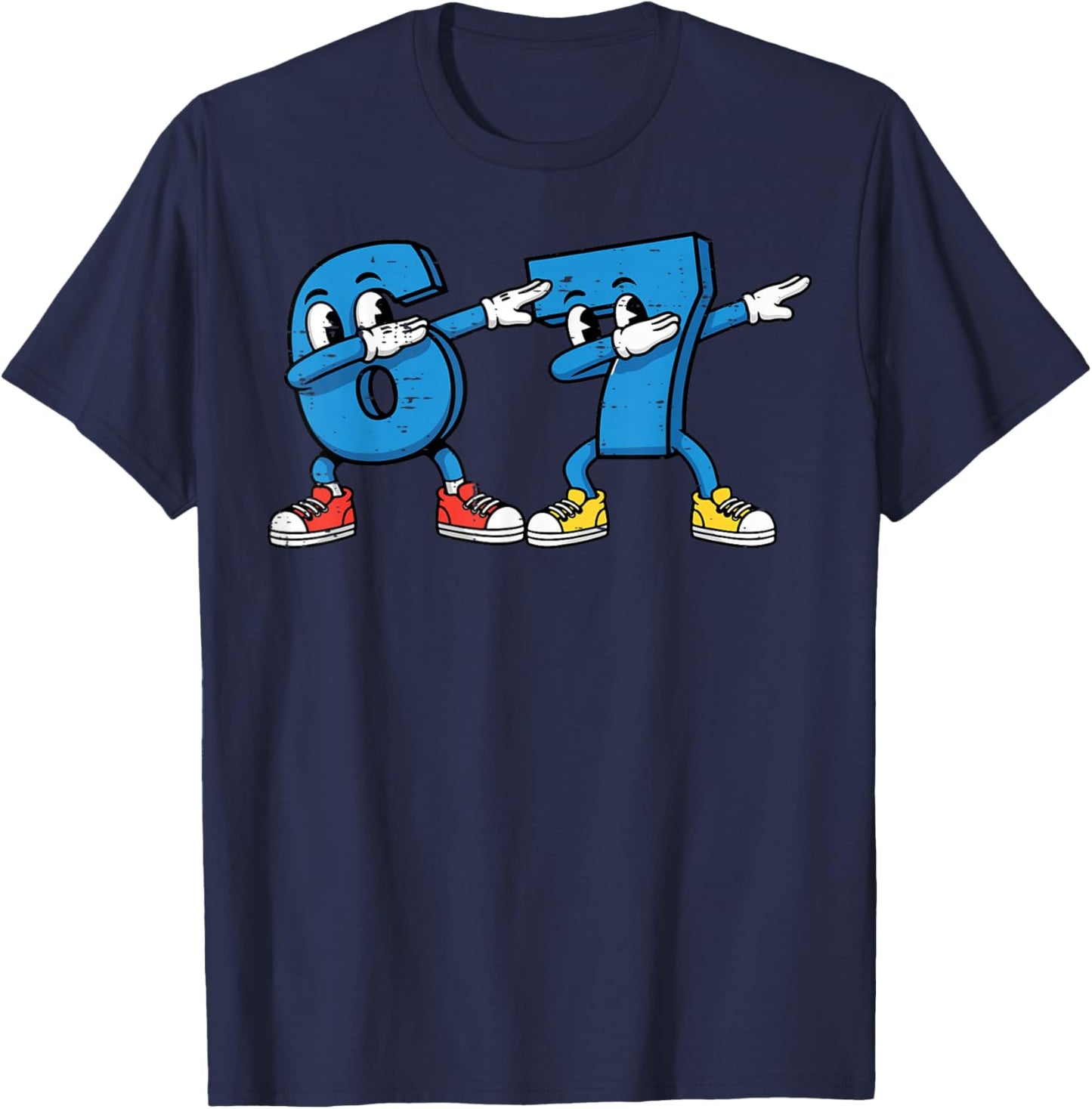 6 7 Meme Dab Numbers Funny 67 Gen Alpha Kids Boys Youth T-Shirt - T-Shirt | Navy