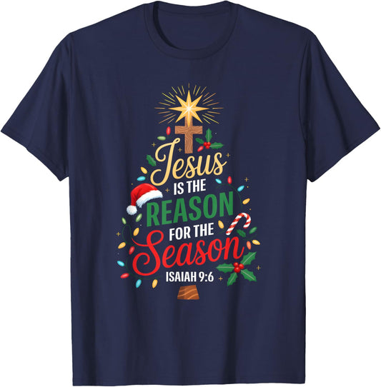 Jesus is The Reason for The Season Christmas Xmas Christian T-Shirt - T-Shirt | Navy
