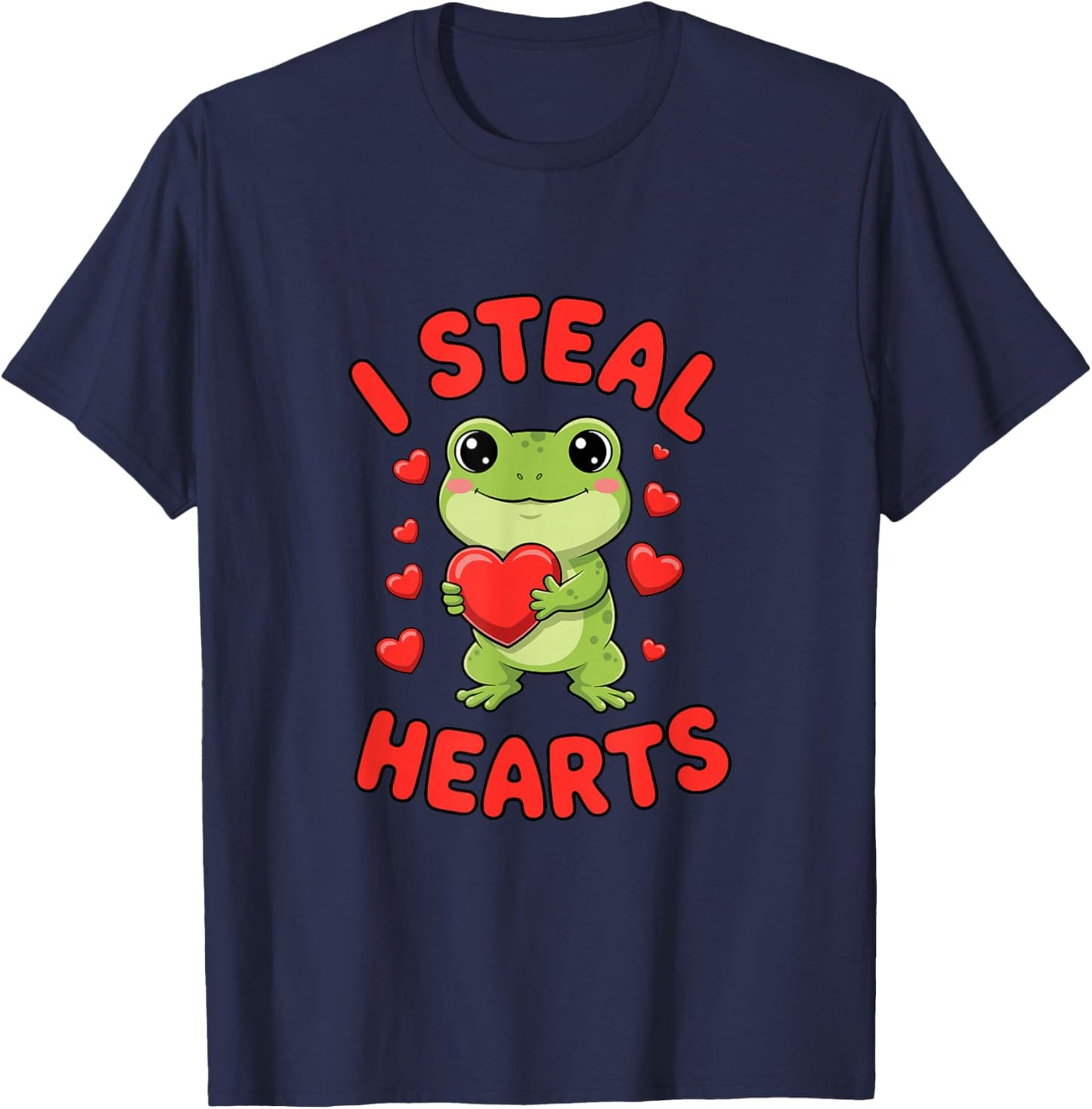 I Steal Hearts Frog Valentine's Day Love T-Shirt - T-Shirt | Navy