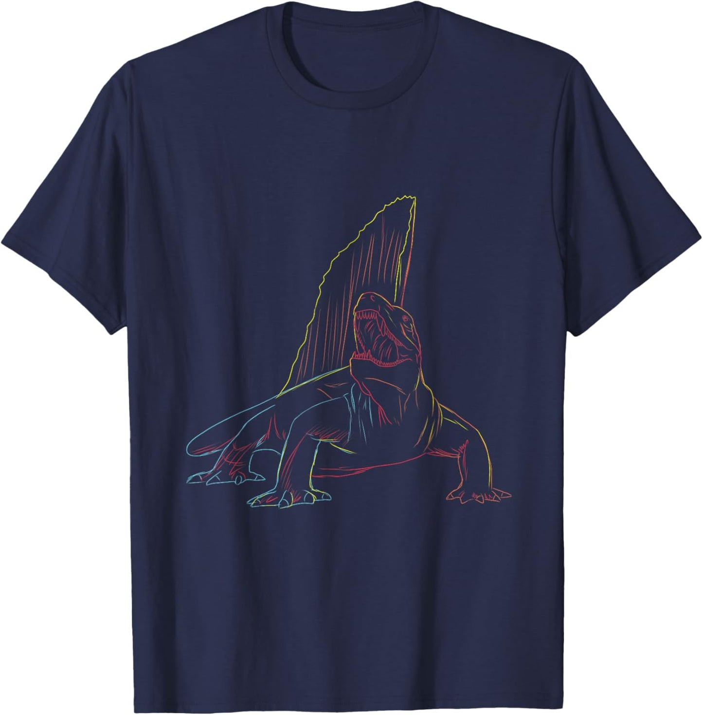 Line Art Dimetrodon T-Shirt - T-Shirt | Navy
