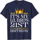 It's My Lil Bro's 21st Birthday Happy Birthday 21 Years Old T-Shirt - T-Shirt | Navy