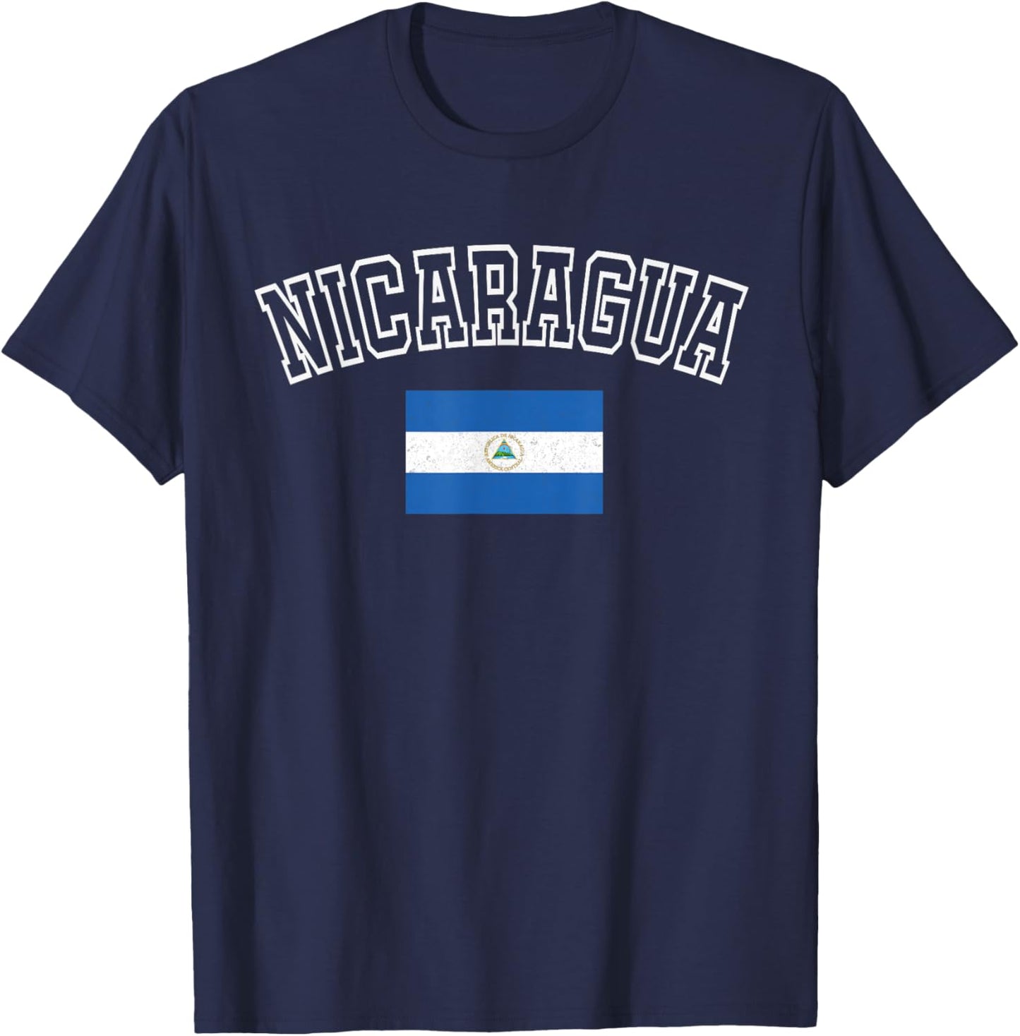Nicaragua Flag Vintage Distressed Retro Heritage Design T-Shirt - T-Shirt | Navy