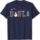 Retro Doula Christmas Snowman Birth Worker Midwife Holiday T-Shirt - T-Shirt | Navy