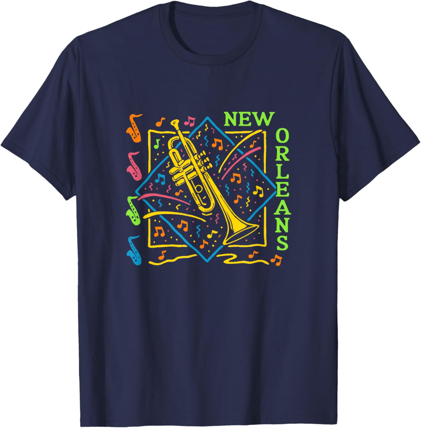 New Orleans Music Souvenirs Graphic T-Shirt - T-Shirt | Navy