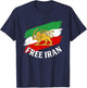 Free Iran T Iranian Flag Lion T-Shirt - T-Shirt | Navy