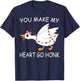 You Make My Heart Go Honk Valentine Cute Goose Coquette Bow T-Shirt - T-Shirt | Navy